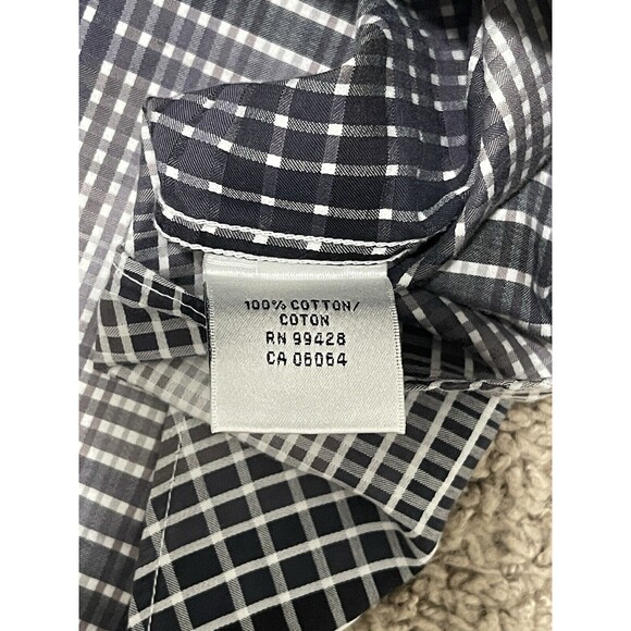 Bugatchi Shirt Men XL Gray Black Classic Fit Long Sleeve Check Squares Geometric - Picture 7 of 12